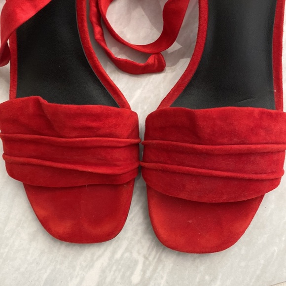 Via Spiga red lace up V-Nova rouge heels sandals - Picture 3 of 7